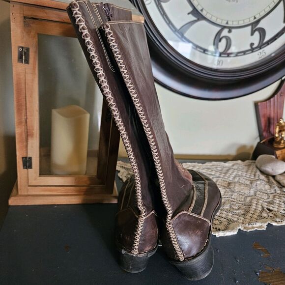 Tsonga Brown Leather Mid-Heel Boots Size 9.5 US / 41 EU Made in South Africa - Picture 11 of 15